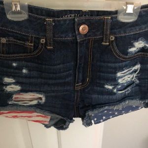 American flag high rise denim shorts
